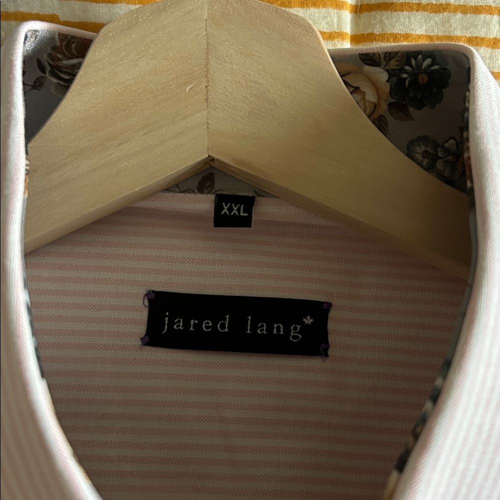 Jared Lang Pink and White Striped Shirt XXL